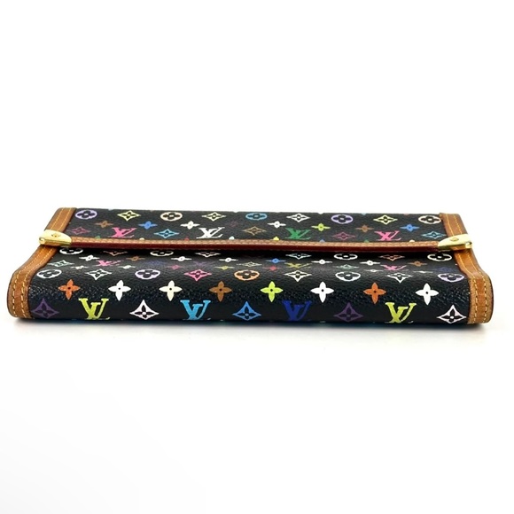 LOUIS VUITTON Black Murakami Trifold Full Length Wallet w/ LV Dust Bag & LV Box - Picture 7 of 16